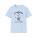 T-shirt bleu clair pour homme avec une empreinte de main et un message religieux imprimés.