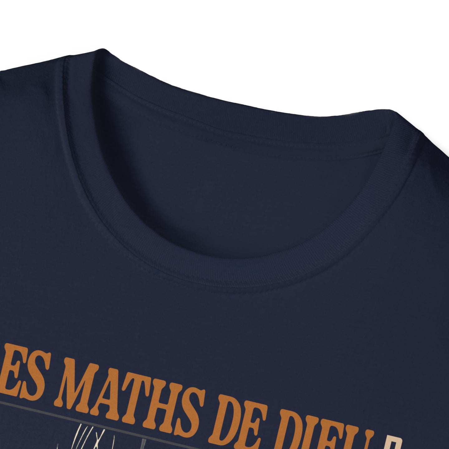 T-shirt bleu marine pour homme avec l'inscription Les Maths de Dieu imprimée sur la poitrine.