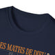 T-shirt bleu marine pour homme avec l'inscription Les Maths de Dieu imprimée sur la poitrine.