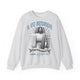 Sweat-shirt gris chiné pour homme avec une illustration religieuse et le texte Il est ressuscité.
