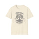 T-shirt beige chiné pour homme avec une illustration d'arbre et le texte Enraciné en Christ.