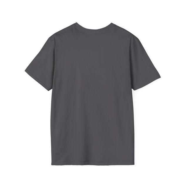 T-shirt gris pour homme à manches courtes, présenté de dos sur un fond blanc.