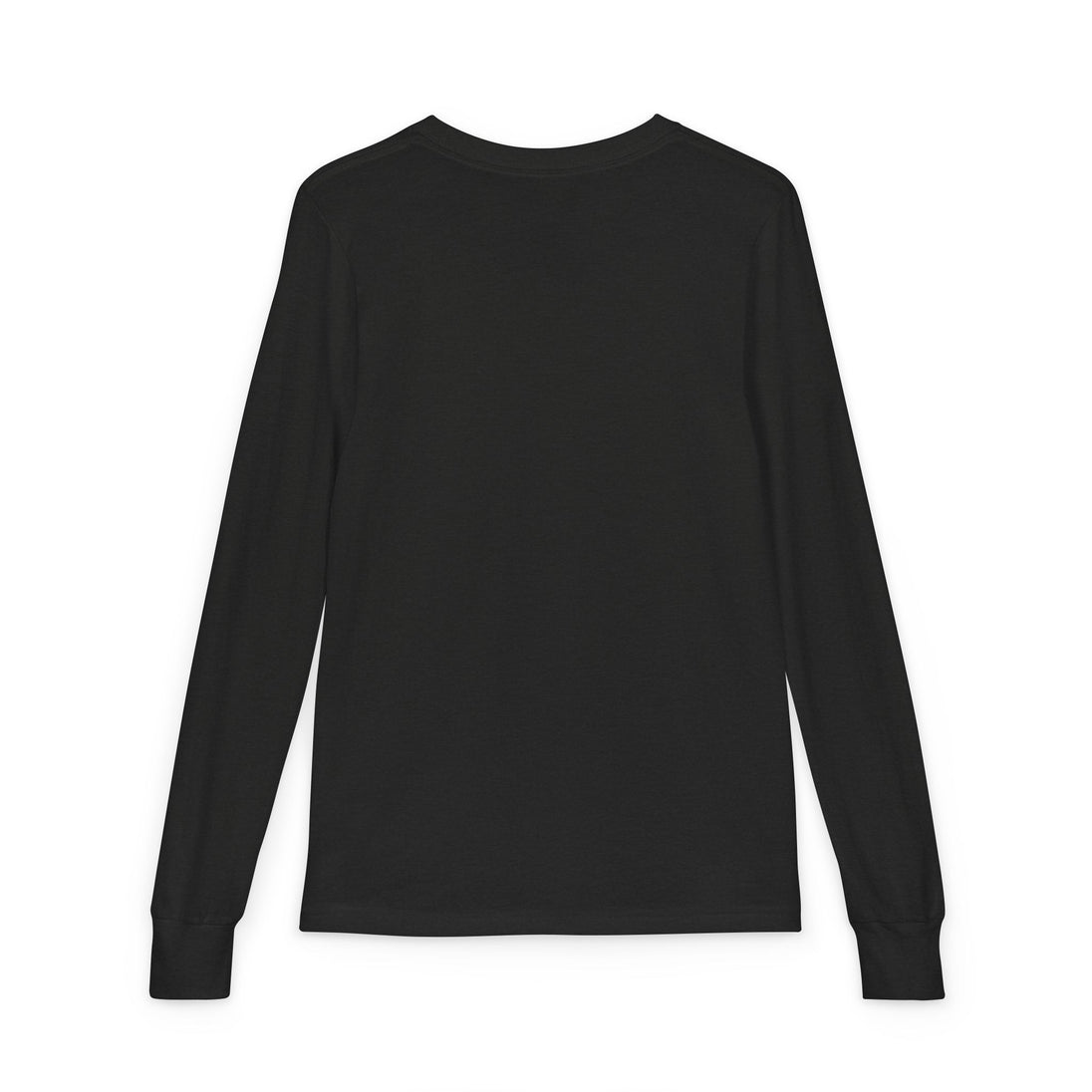 T-shirt noir à manches longues pour enfant avec poignets côtelés.