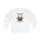 T-shirt blanc à manches longues avec un motif de cerf et le texte biblique Psaume 42:2.