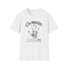 T-shirt blanc pour femme avec une empreinte de main grise, un petit cœur rouge et du texte.