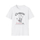 T-shirt blanc pour homme avec une empreinte de main et un texte religieux imprimés sur le torse.
