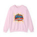 Sweat-shirt rose pâle avec une illustration style bande dessinée représentant une couronne d'épines.
