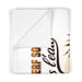 Couverture pour bébé en polaire blanche avec une inscription religieuse et un motif de cerf.