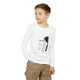 T-shirt blanc manches longues enfant Jésus il est mon Dieu, coton doux, coupe unisexe.