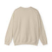Sweat-shirt beige à col rond pour femme, présenté de dos sur un fond blanc.