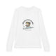 T-shirt blanc à manches longues pour enfant avec une illustration de poisson et un texte religieux.