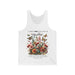 Débardeur blanc pour homme orné d'un motif floral vintage et d'un texte religieux en français.