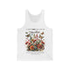 Débardeur blanc pour homme orné d'un motif floral vintage et d'un texte religieux en français.