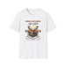 T-shirt blanc pour homme avec une illustration de cerf et un verset biblique imprimé.