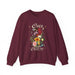 Sweat-shirt bordeaux pour femme orné d'un motif floral vintage et de l'inscription Créé avec un objectif.