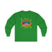 T-shirt vert à manches longues avec l'inscription Jésus est mon superhéros dans un style BD.
