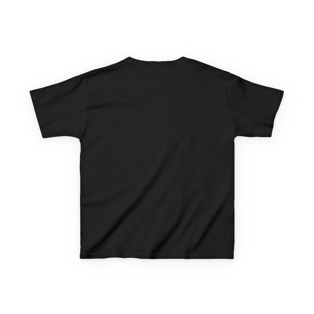 T-shirt noir pour enfant vu de dos, avec une coupe classique et un col rond.