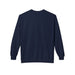 Sweatshirt bleu marine à manches longues avec col rond et finitions côtelées.