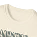 T-shirt femme beige chiné à col rond avec une inscription imprimée en bas.