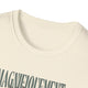 T-shirt femme beige chiné à col rond avec une inscription imprimée en bas.