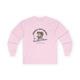 T-shirt rose à manches longues pour homme avec un motif de poisson et un texte religieux.