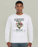 T-shirt blanc manches longues homme avec motif cœur anatomique, fleurs et texte Magnifiquement Brisé