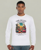 T-shirt blanc manches longues homme avec illustration désert et verset Colossiens 1:16,17.