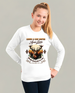 Sweatshirt blanc enfant avec cerf et verset biblique Psaume 42:2 en français.