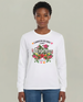 T-shirt blanc manches longues femme avec motif floral et texte L'amour de Dieu dure toujours.