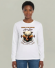T-shirt blanc manches longues femme avec cerf et texte biblique Psaume 42:2.