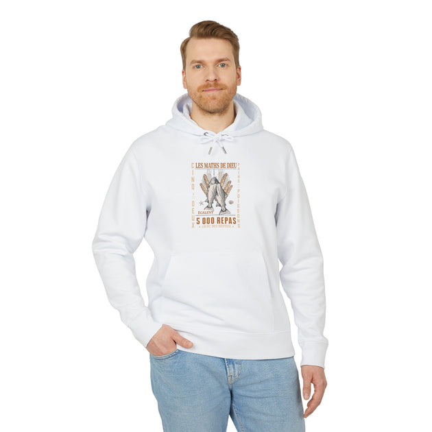 Sweat à capuche blanc pour homme avec motif chrétien Les Maths de Dieu, coupe régulière.