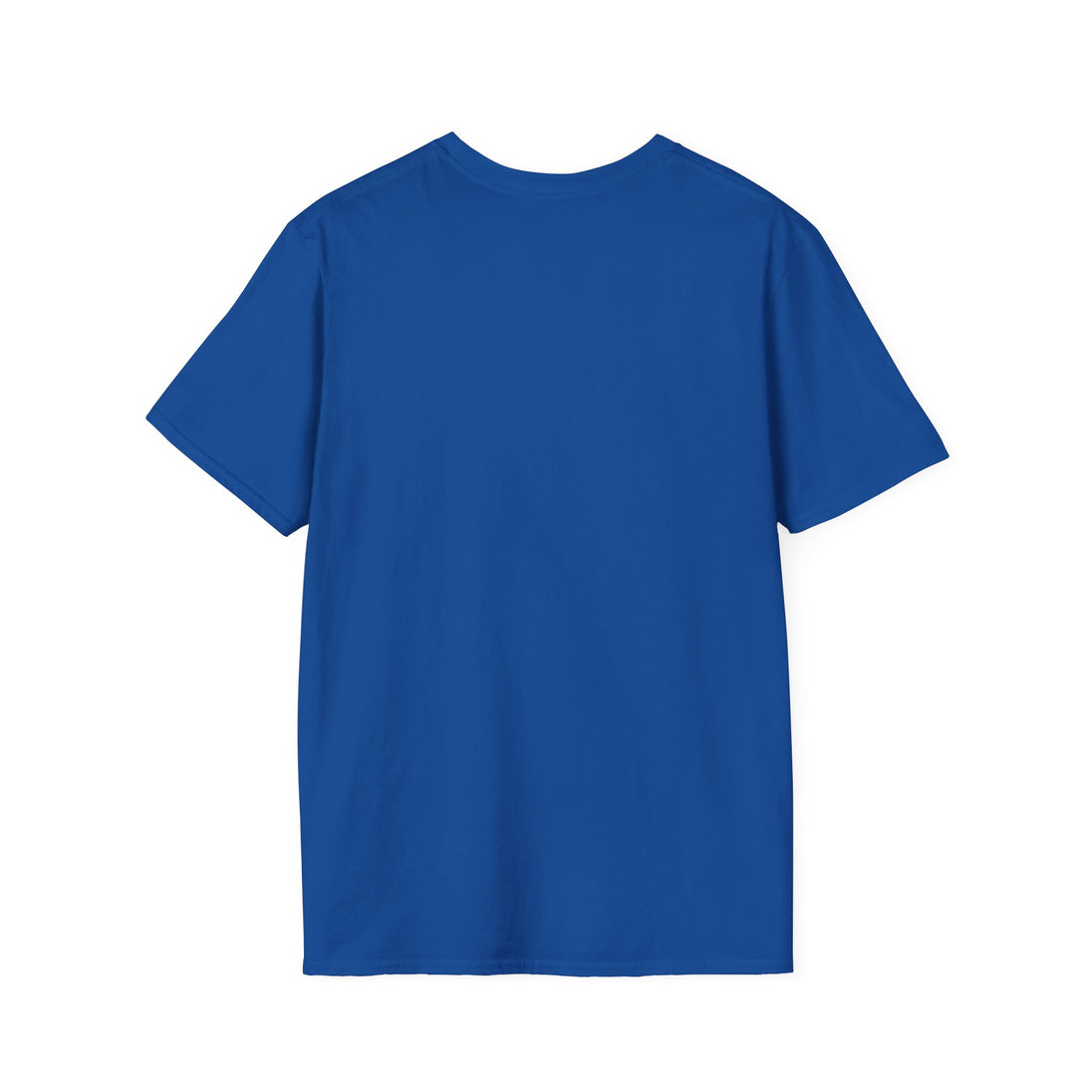 Vue arrière d'un t-shirt bleu uni à manches courtes pour homme.