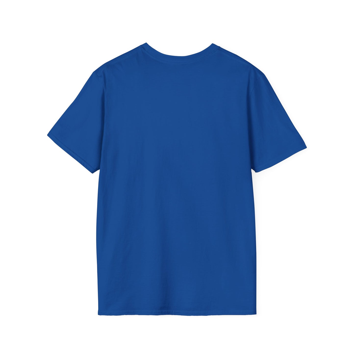 Vue arrière d'un t-shirt bleu uni à manches courtes pour homme.