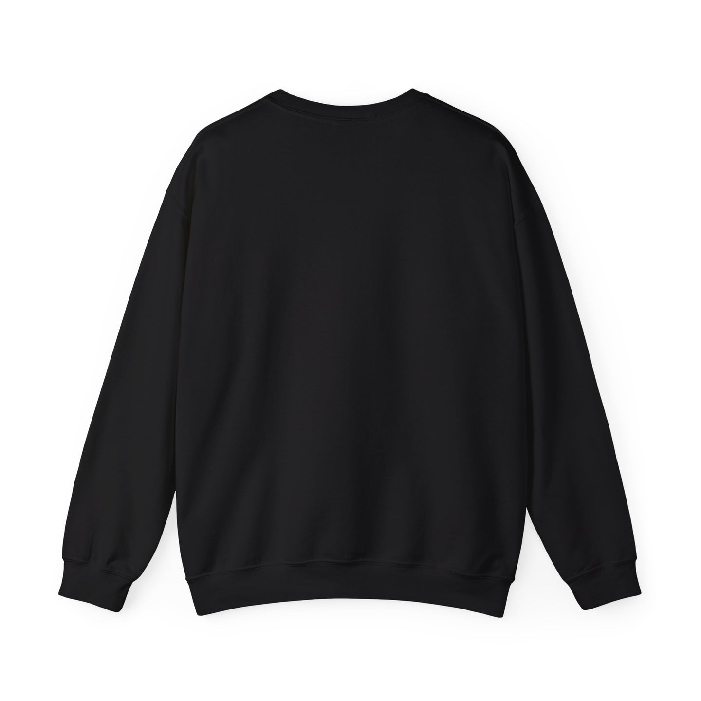 Sweat-shirt noir à col rond pour homme, présenté de dos sur un fond blanc.