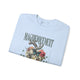 Sweat-shirt bleu clair plié avec une illustration de cœur floral et le texte Magnifiquelement.