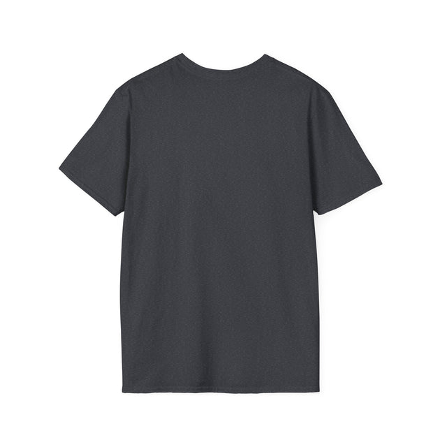 T-shirt femme gris foncé à manches courtes présenté de dos sur fond blanc.