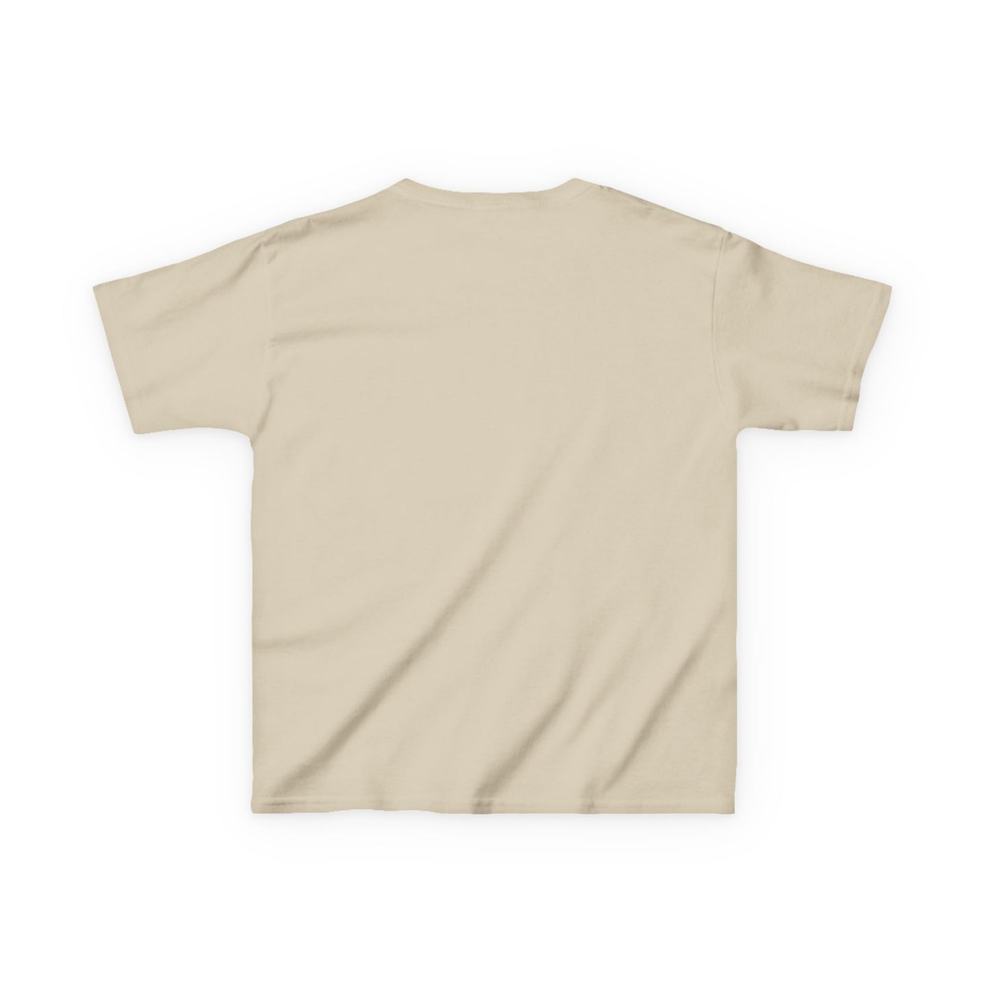 T-shirt pour enfant de couleur beige vu de dos, en coton uni.