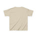 T-shirt pour enfant de couleur beige vu de dos, en coton uni.