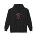 Sweat à capuche noir pour femme avec un motif religieux centré représentant un cœur et du texte.