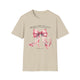 T-shirt beige pour femme orné d'un ruban rose aquarelle et du verset biblique Jacques 1:17.