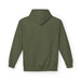 Vue arrière d'un sweat à capuche pour femme de couleur vert olive uni.