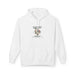 Sweat à capuche blanc pour femme avec un motif floral en forme de cœur et un texte inspirant.