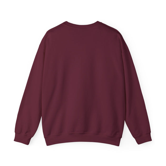Vue arrière d'un sweatshirt à col rond de couleur bordeaux uni.