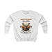 Sweat-shirt blanc pour enfant avec une illustration de cerf et le texte biblique Psaume 42:2.