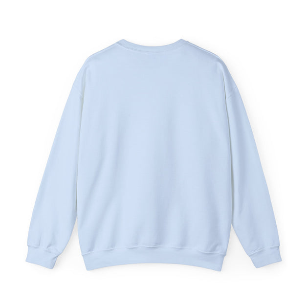 Sweat-shirt à col rond pour femme de couleur bleu clair uni, vu de dos.