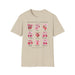 T-shirt beige pour femme orné d'illustrations aquarelles de fruits et de rubans roses.