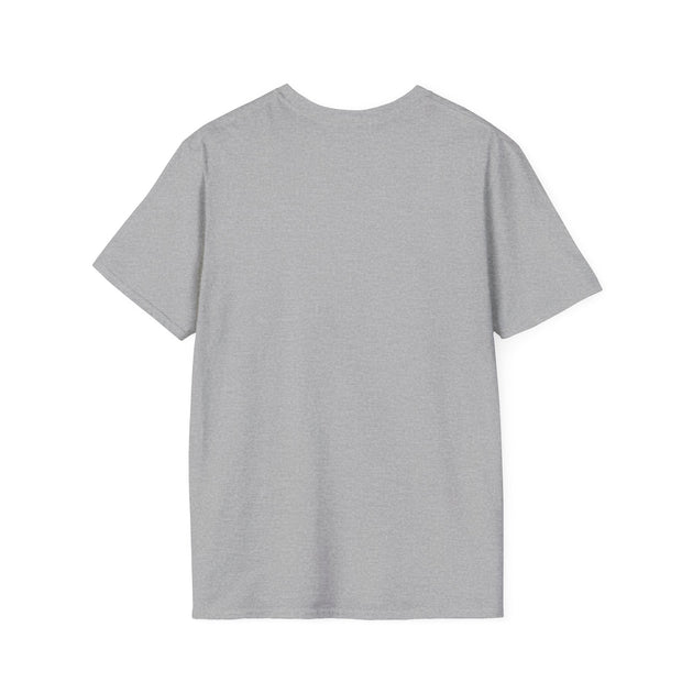Vue arrière d'un t-shirt gris à manches courtes en coton uni.