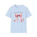 T-shirt bleu clair pour femme orné d'un nœud rose aquarelle et du verset Jacques 1:17.