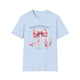 T-shirt bleu clair pour femme orné d'un nœud rose aquarelle et du verset Jacques 1:17.