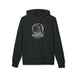 Sweat à capuche noir en coton biologique avec une illustration de corbeau et des roses.